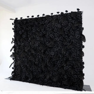 Black Wild Rose Feather Wall - 026