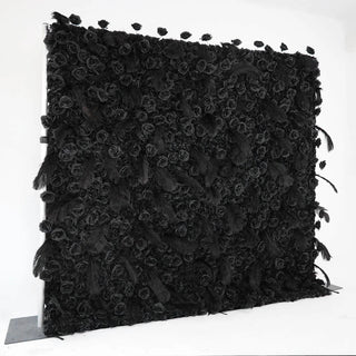 Black Wild Rose Feather Wall - 026