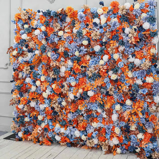 Orange, White & Blue Rose Premium Flower Wall - 155