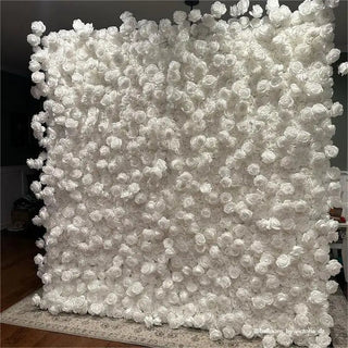 All White Premium Wild Rose Flower Wall - 020