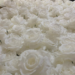 All White Premium Wild Rose Flower Wall - 020