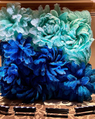 Premium Dark Blue & Teal Feather Wall - 313