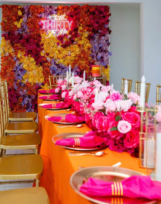 Orange, Purple, Pink and Yellow Premium Flower Wall - 032