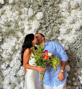 Baby's Breath Silver + White Rose Flower Wall - 178