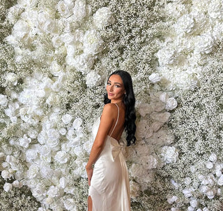 Baby's Breath Silver + White Rose Flower Wall - 178