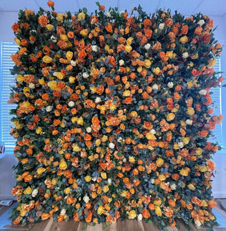 Orange & Yellow Premium Greenery Flower Wall - 160