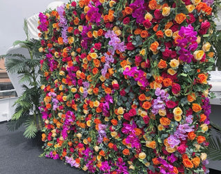 Dripping Florals Purple & Orange Premium Flower Wall - 119