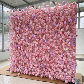 Baby's Breath Pink + Purple Rose Flower Wall - 068