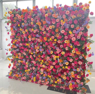 Pink, Orange & Yellow Wild Rose Premium Flower Wall - 121