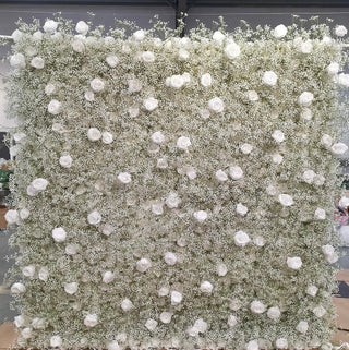 Original Baby's Breath White Rose Flower Wall - 067