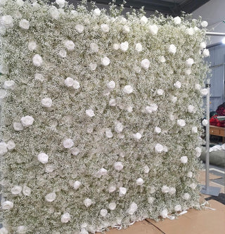 Original Baby's Breath White Rose Flower Wall - 067