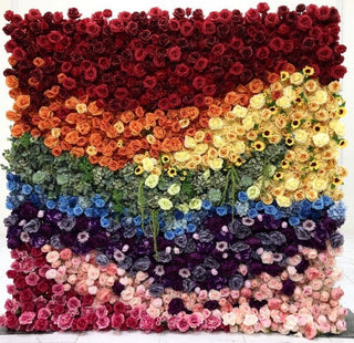 Rainbow Rose Premium Flower Wall - 100