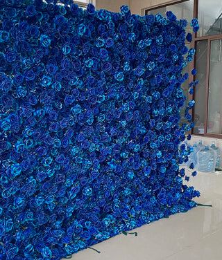 Deluxe Deep Blue Wild Rose Flower Wall - 023