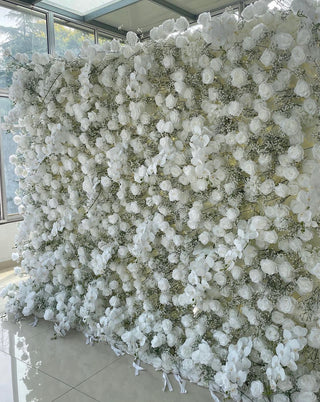 Baby's Breath White Rose Flower Wall - 060