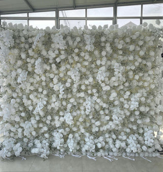 Baby's Breath White Rose Flower Wall - 060