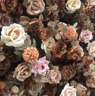 Deluxe Brown & Tan Wild Rose Flower Wall - 025