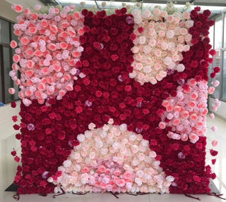 Pink & Red Cream Premium Rose Flower Wall - 106