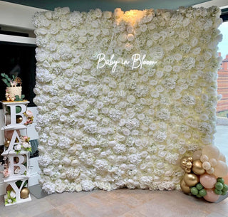 Classic White Rose Hydrenga Flower Wall - 001