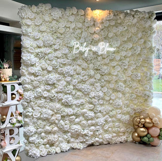 Classic White Rose Hydrenga Flower Wall - 001