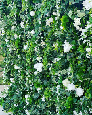 Wild White Rose Greenery Premium Flower Wall - 151