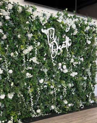 Wild White Rose Greenery Premium Flower Wall - 151