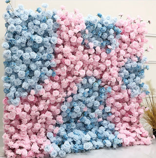 Pink & Blue Premium Rose Flower Wall - 107