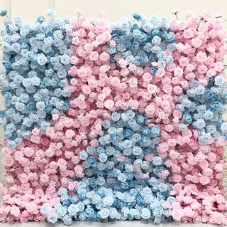 Pink & Blue Premium Rose Flower Wall - 107