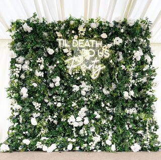 Wild White Rose Greenery Premium Flower Wall - 151