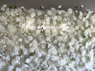 All White Premium Wild Rose Flower Wall - 020