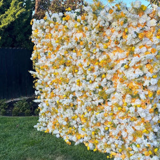 Yellow & White Wild Rose Premium Flower Wall - 123