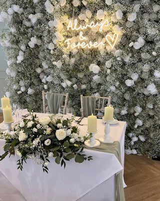 Baby's Breath Silver Rose Flower Wall - 061