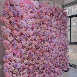 Premium Purple and Pink Wild Rose Flower Wall - 010