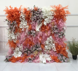 Into the Meadow Premium Orange & Pink Flower Wall - 115