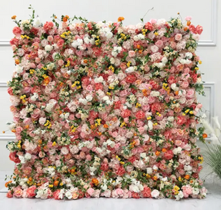 Pink Peach Wild Rose Premium Flower Wall - 162