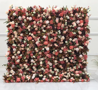 Red & Pink Blush Wild Rose Premium Flower Wall - 163