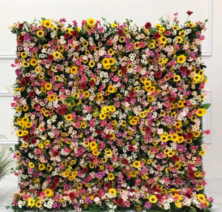 Sunflower & Pink Floral Flower Wall - 092