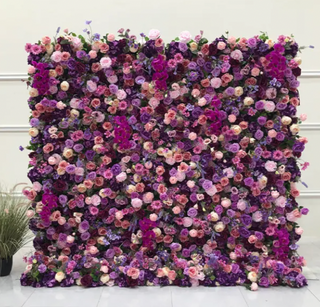 Purple & Pink Wild Rose Premium Flower Wall - 154