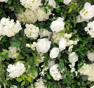 Wild White Rose Greenery Premium Flower Wall - 151