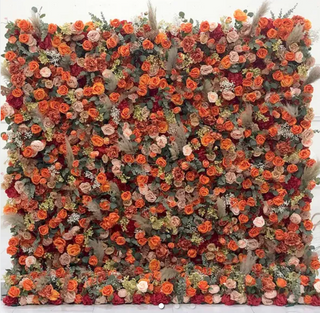 Orange, Brown and Tan Wild Rose Premium Flower Wall - 134