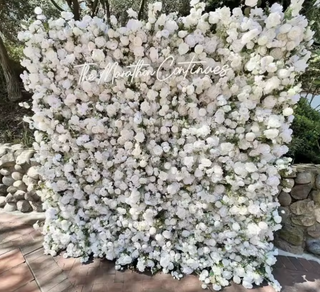 Deluxe Wild White and Greenery Premium Flower Wall- 087