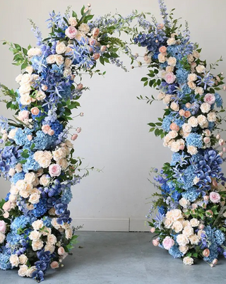 Blue & Cream Wild Rose Premium Flower Arch - 4572