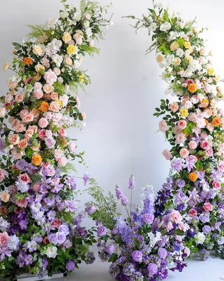 Purple, Pink, Yellow and Orange Greenery Premium Flower Arch - 4920