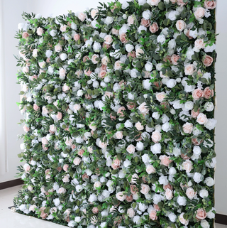 Light Pink, White and Greenery Premium Flower Wall- 088