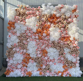 Pink, White and Orange Premium Flower Wall - 096