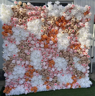 Pink, White and Orange Premium Flower Wall - 096