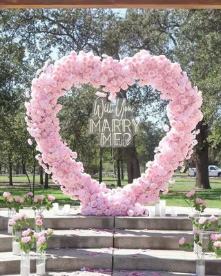 Light Pink Wild Rose Premium Floral Heart Arch - 4902