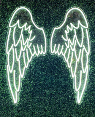 Large Angel Wings - Cool White Neon Sign